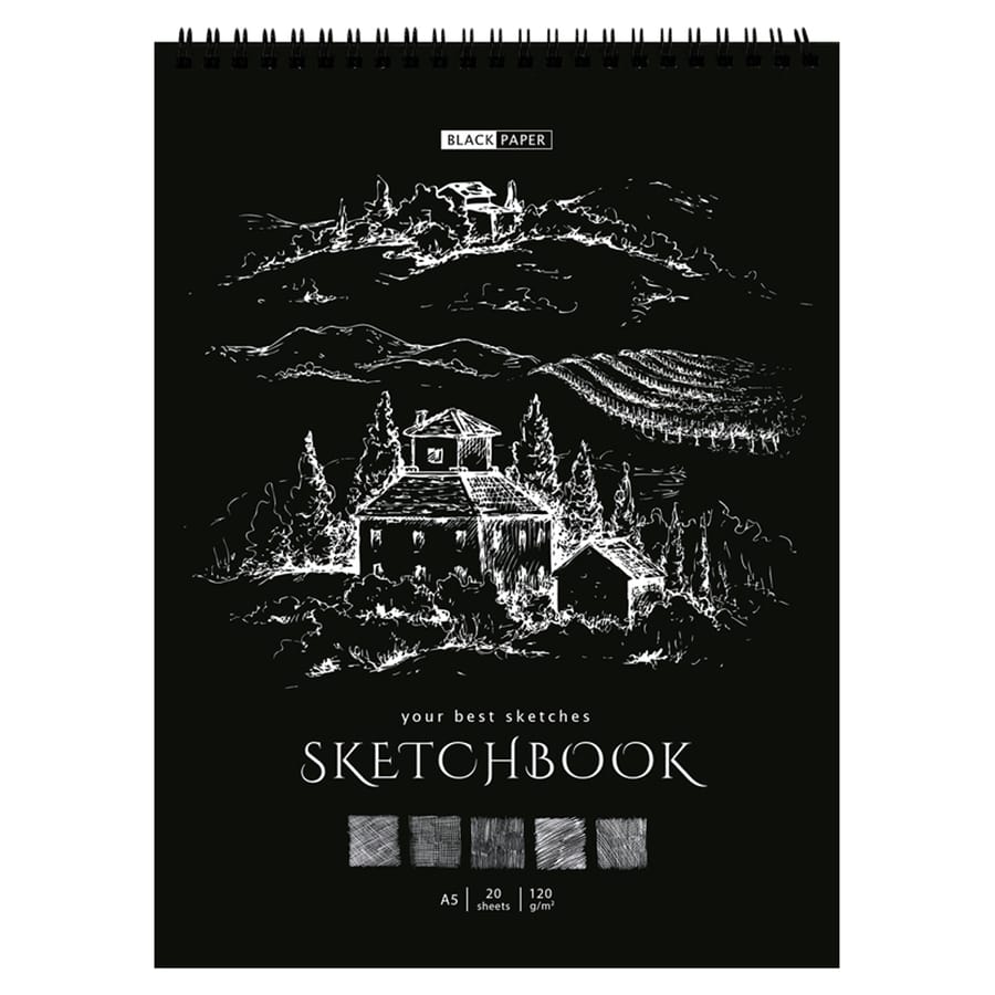 Скетчбук 20л., А5 ArtSpace "Black line. House", на гребне, 120г/м2, черный блок SkА520_38361
