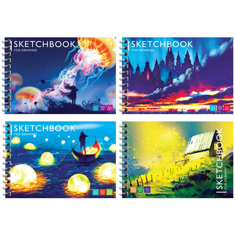 Скетчбук-блокнот 60л., А6 ArtSpace "Bright world", на гребне, 120г/м2 Б6р60грг_35499