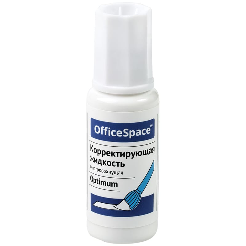 Корректирующая жидкость OfficeSpace "Optimum", 15мл, на химической основе, с кистью Cvr_24776