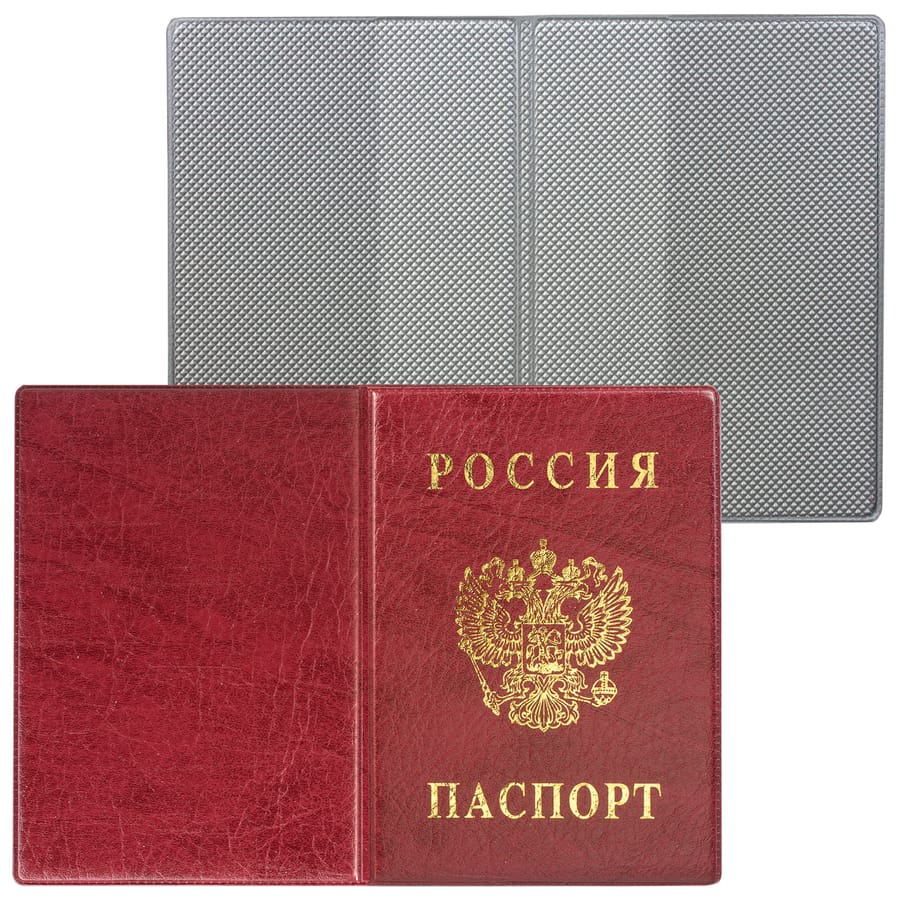 Обложка для паспорта ДПС, ПВХ, тиснение "Герб", бордовый 2203.В-103