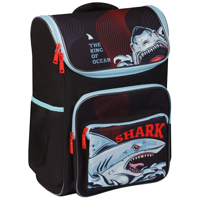 Ранец ArtSpace облегченный Happy School "Shark" 39*28*18см, 1 отделение, 4 кармана, анатомическая сп