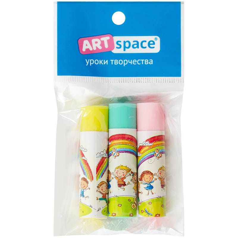 Набор ластиков ArtSpace "Радуга" 3шт., круглые, термопластичня резина, бум. держатель, 50*13*13мм,ас