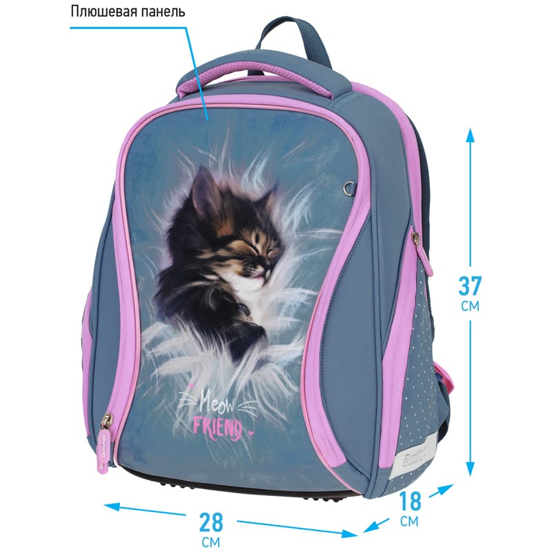 Ранец Berlingo Nova "Meow friend" 37*28*18см, 2 отделения, 2 кармана, анатомическая спинка RU07213