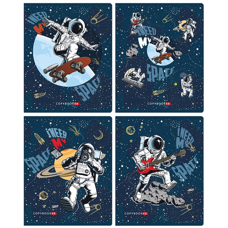Тетрадь 48л., А5, клетка BG "Космонавт", ассорти, эконом Т5ск48 10395