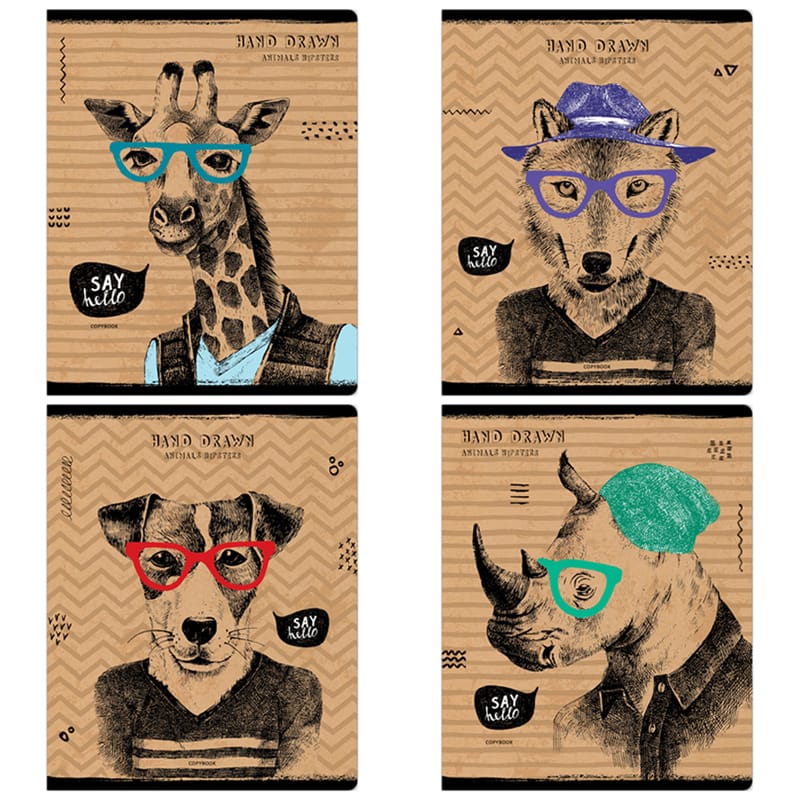 Тетрадь 48л., А5, клетка ArtSpace "Рисунки. Animals hipsters", эконом Т48кС_42952