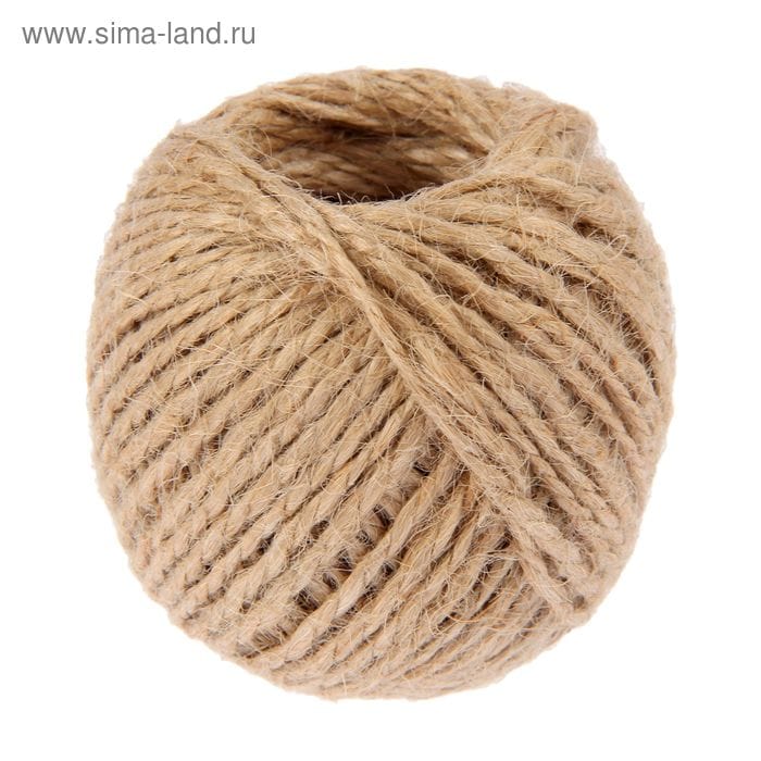 Шпагат джутовый, скрученный, цвет -натуральный, 30м.   2259304