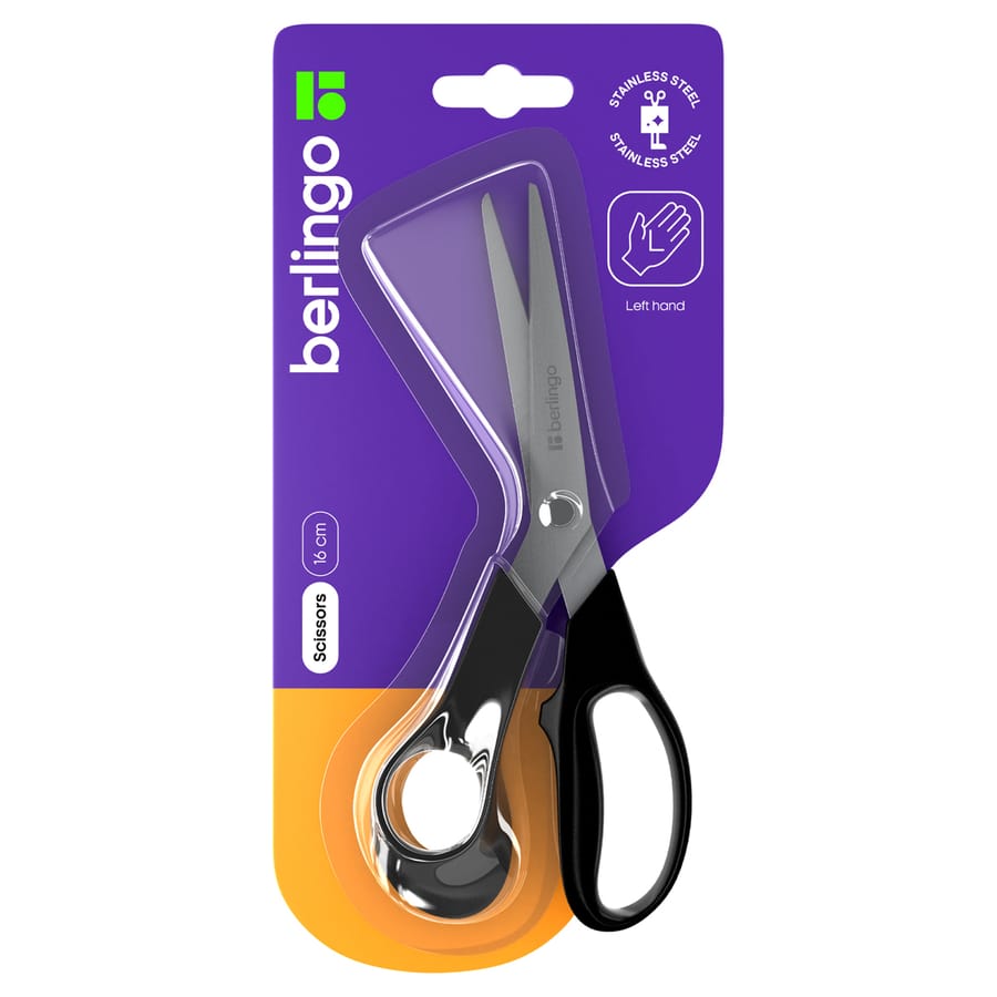 Ножницы для левшей Berlingo "Left Hand", 16см, эргономичные ручки, европодвес DNs_16005