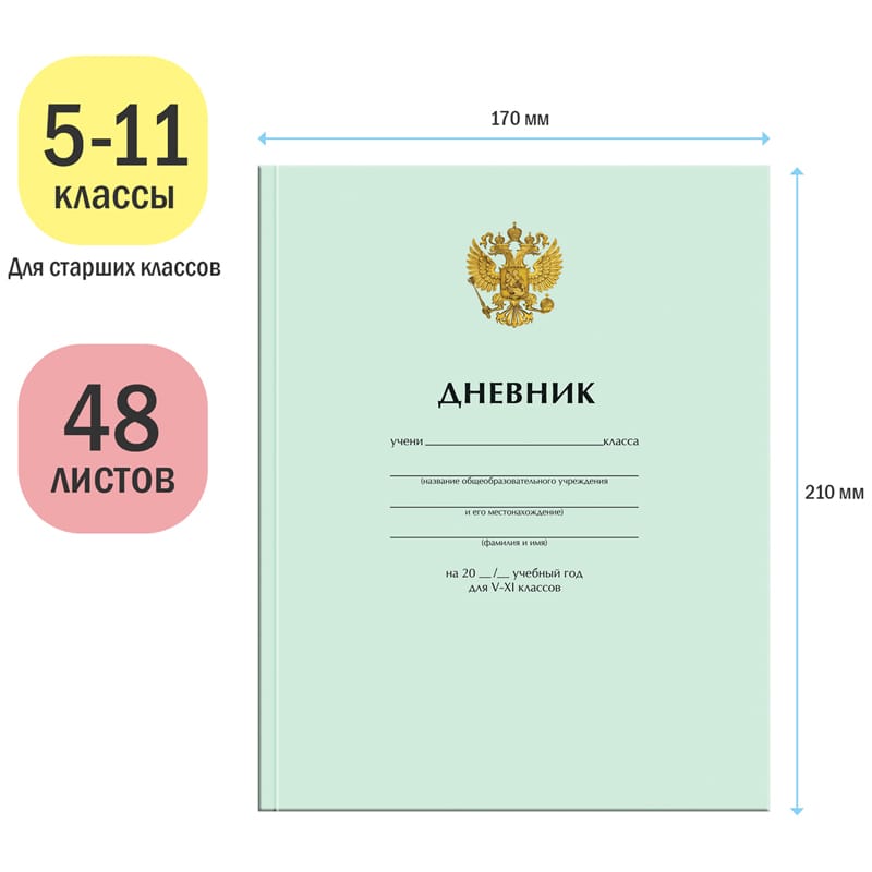 Дневник 5-11 кл. 48л. ЛАЙТ ArtSpace "Однотонный. Герб", матовая ламинация, УФ-лак Дс48лт_18191