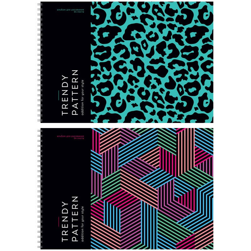 Альбом для рисования 24л., А4, на гребне ArtSpace "Узоры. Pattern on black" А24сп_44434