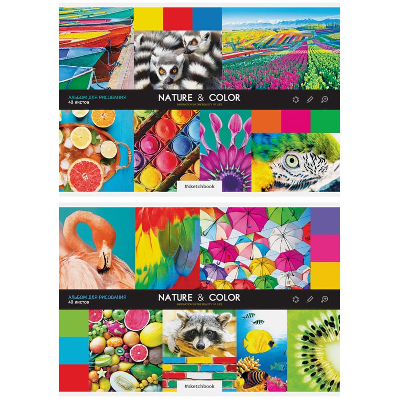 Альбом для рисования 40л., А4, на скрепке ArtSpace "Стиль. Nature and color" А40_26234