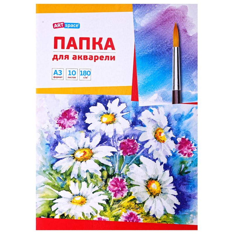 Папка для акварели, 10л., А3 ArtSpace "Ромашки", блок рис. бум., 180г/м2 Па10А3_019