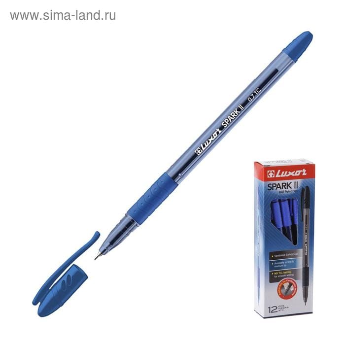 Ручка шариковая Luxor "Spark II" синяя, 0,7мм, грип 31072/12 Bx